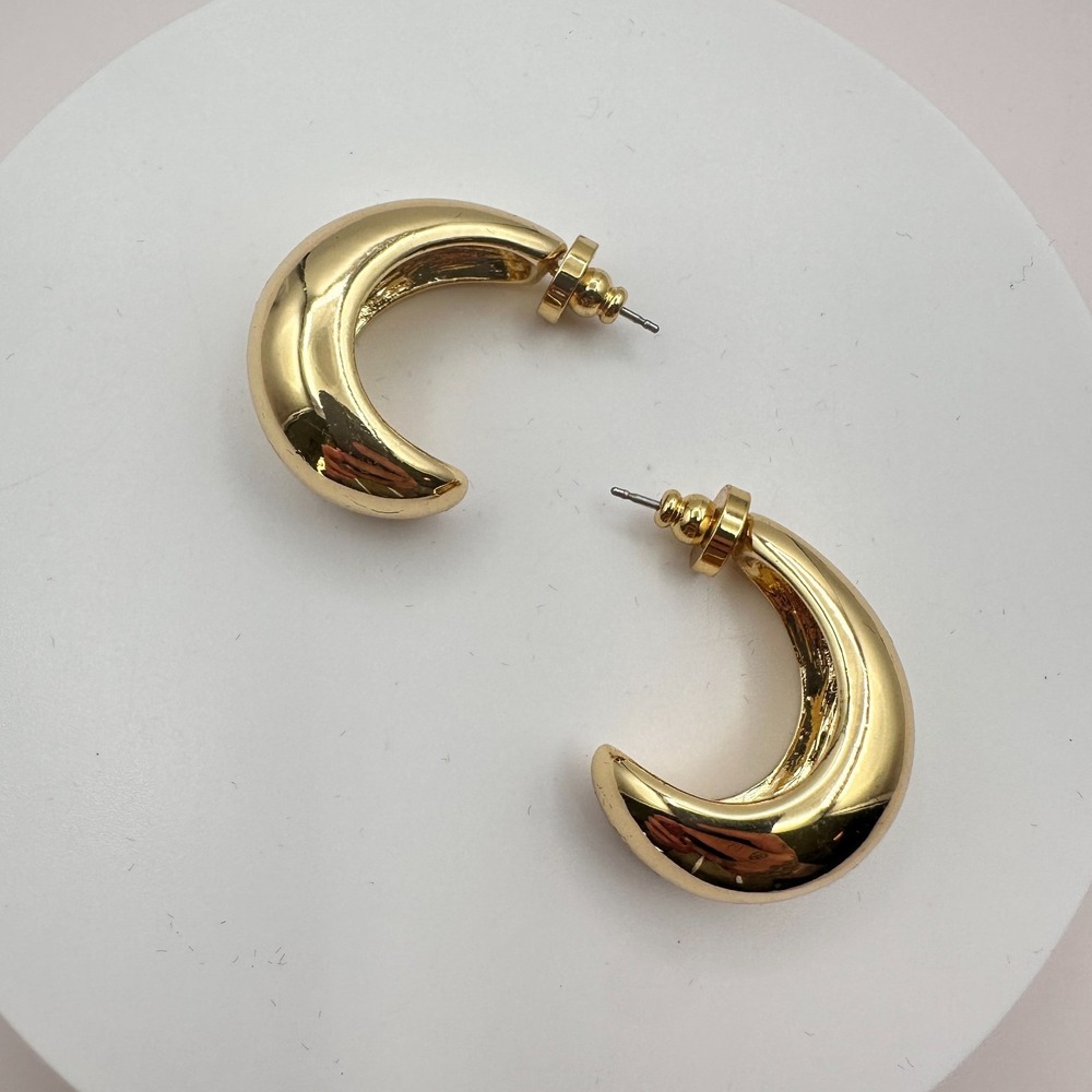 Gold Crescent Hoop Earrings - Women Jewelry